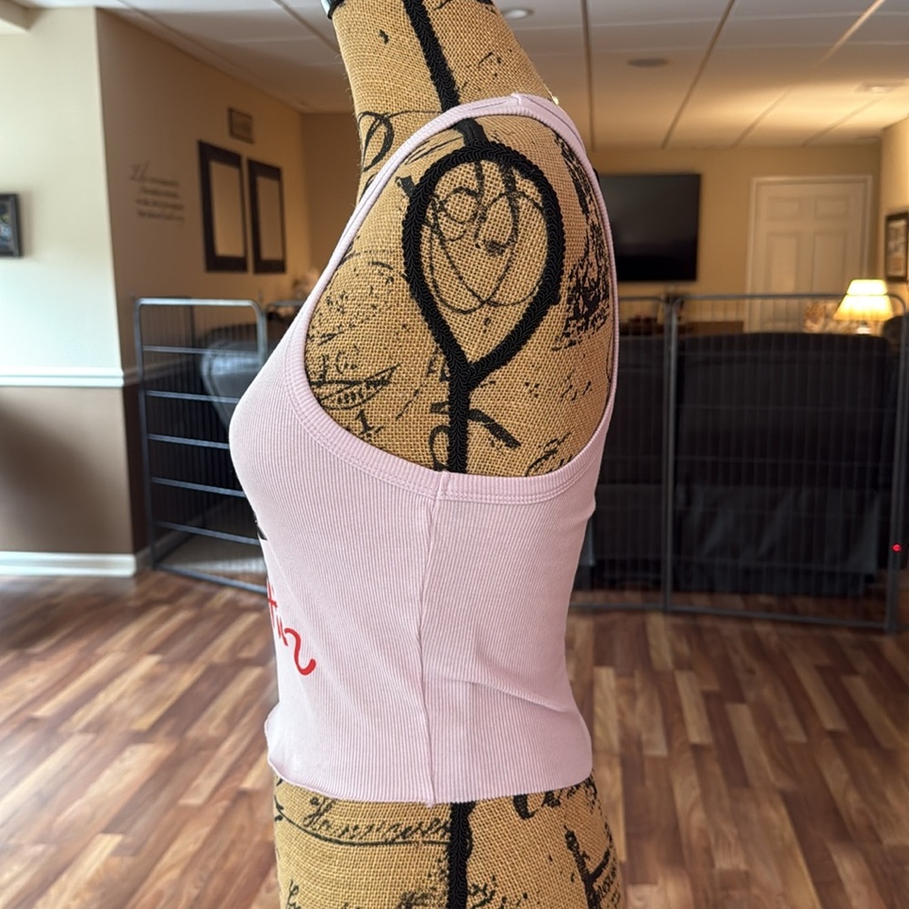 Fashion Nova size medium tank with bird flowers and “devotion” written on it - Picture 2 of 3